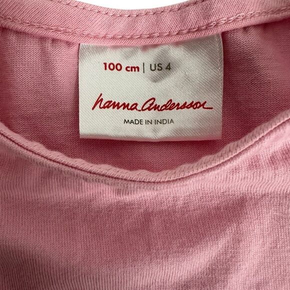 Hanna Andersson Applique Art Horse Dress Rose Pink size 4 SPOTS - Picture 3 of 7